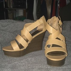 Tan/Brown Strappy Wedge Heels
